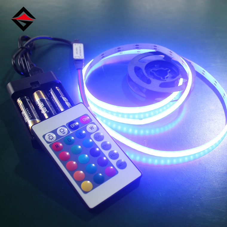 5V RGB COB LED Strip مع USB 24 مفتاح التحكم عن بعد وصندوق البطارية